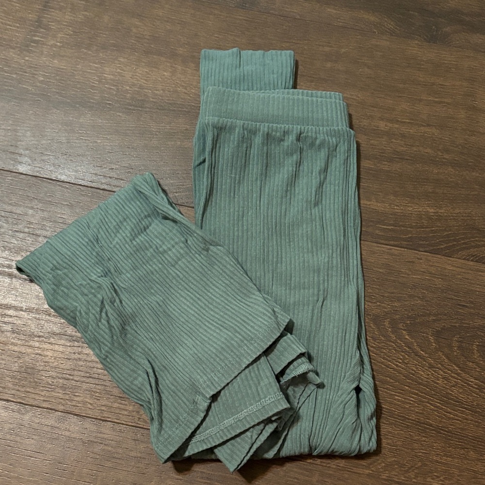 Kids Ribbed Green Pajama Set Little Bum Bum 7Y
